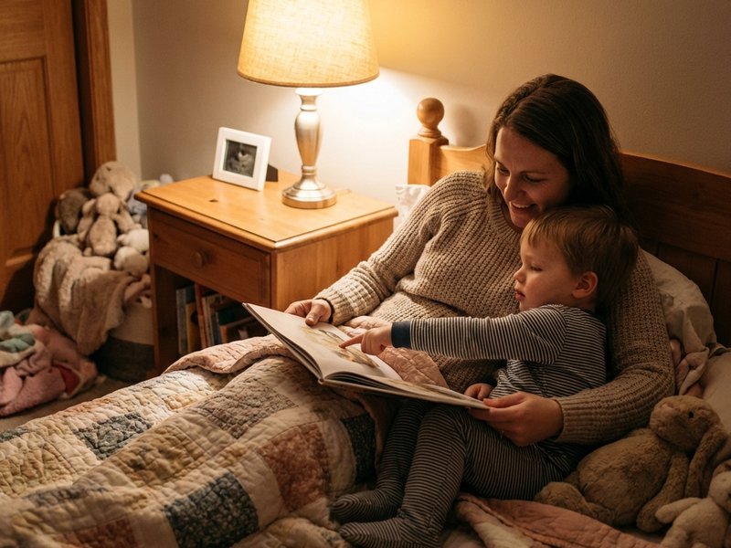 Madre leyendo a su hijo