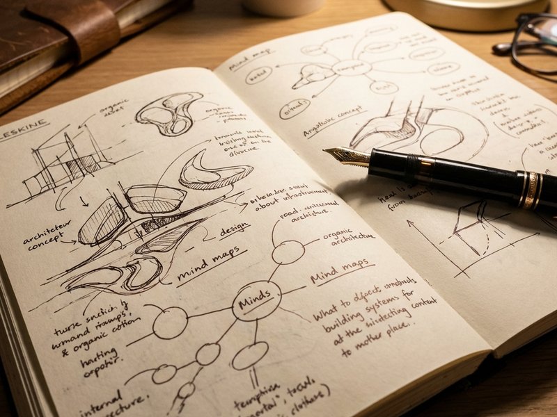 Skizzenbuch mit kreativen Ideen