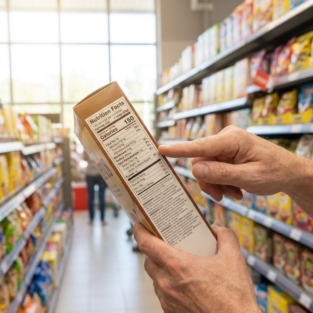 Tao na nagbabasa ng nutritional table